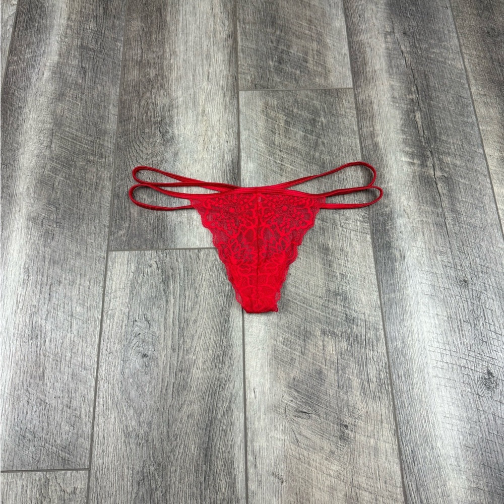 VS Red Lace Strap Thong